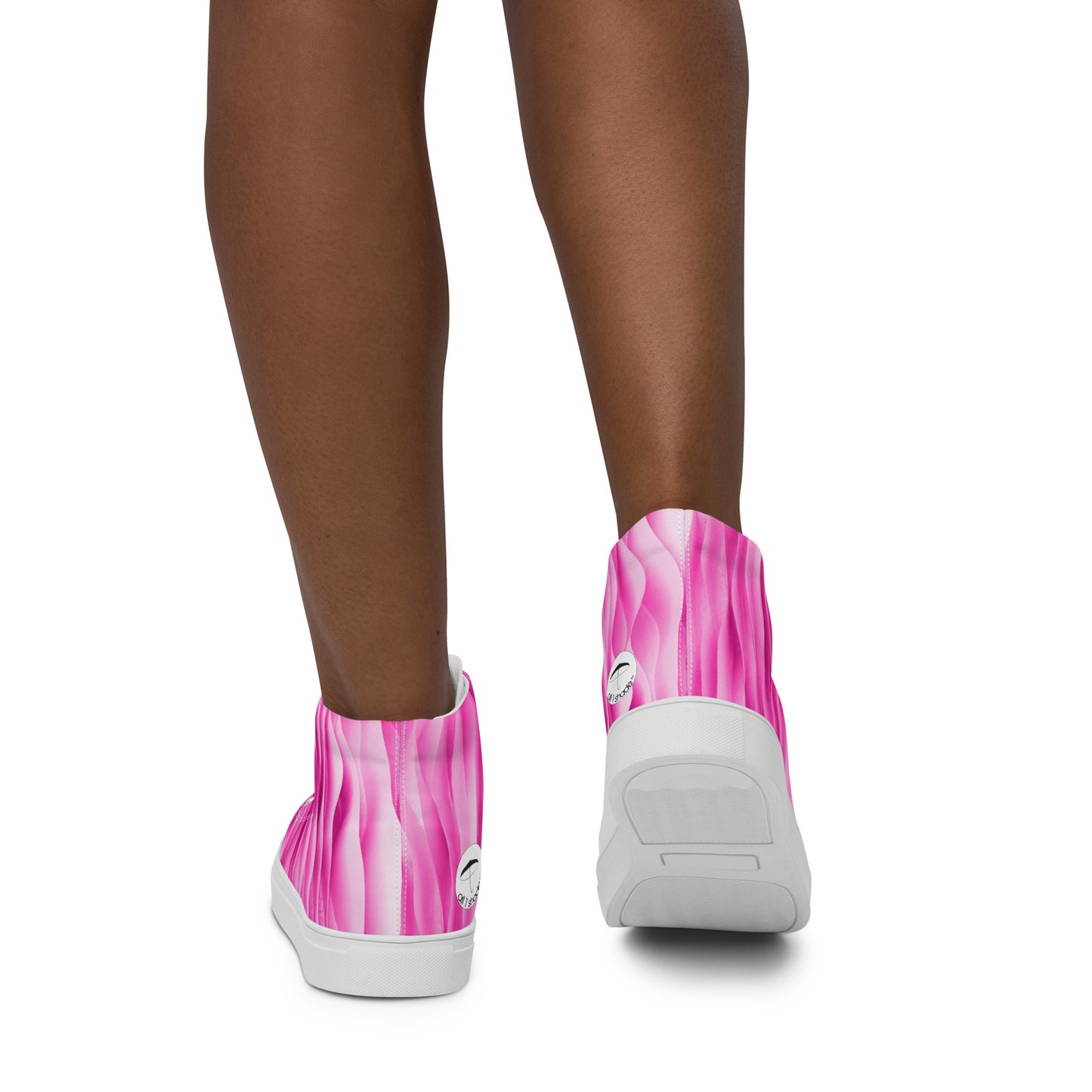 pink wave high top canvas shoes (women's)
