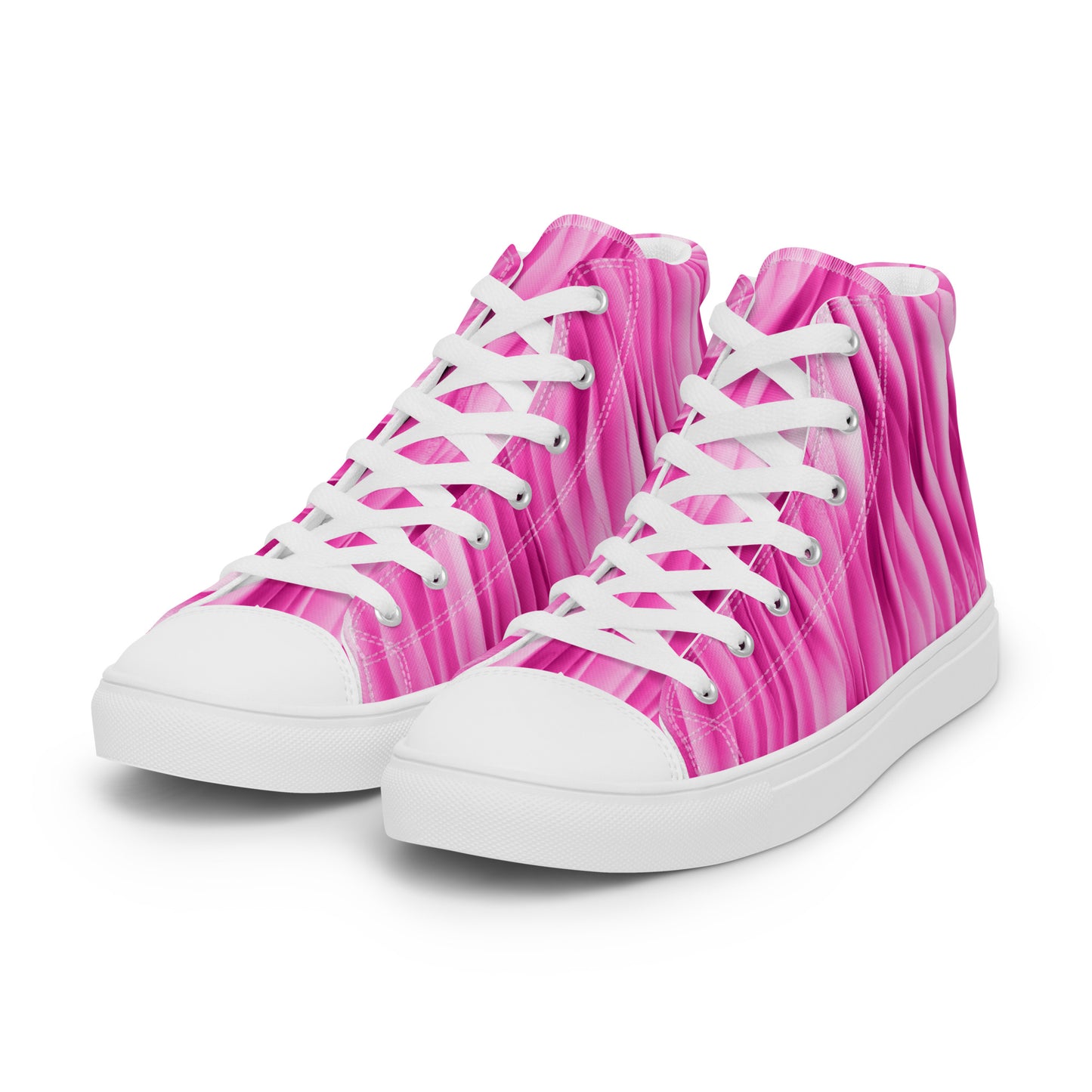 pink wave high top canvas shoes (women's)